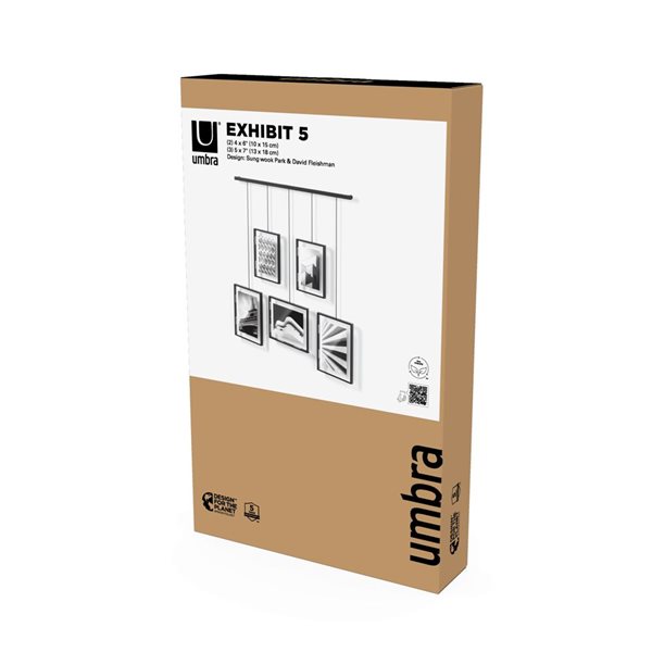 Umbra Exhibit Black Gallery Hanging Picture Frame Set w/ 5 Picture Frames