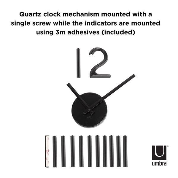 Umbra Blink 40-in dia Digital Novelty Minimalist Contemporary Black Wall Clock