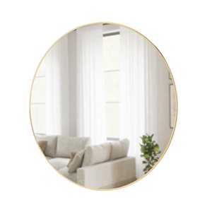 Miroir mural rond Hubba Umbra 34 po h. encadré en laiton