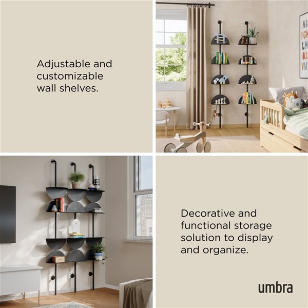 Umbra Solis 80 H x 2.5-in D 4-Shelf Black Metal Wall Shelf