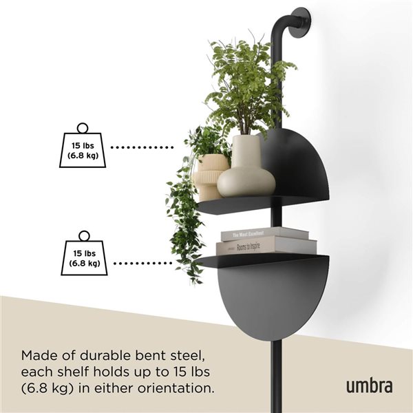 Umbra Solis 80 H x 2.5-in D 4-Shelf Black Metal Wall Shelf