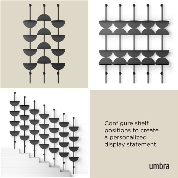 Umbra Solis 80 H x 2.5-in D 4-Shelf Black Metal Wall Shelf