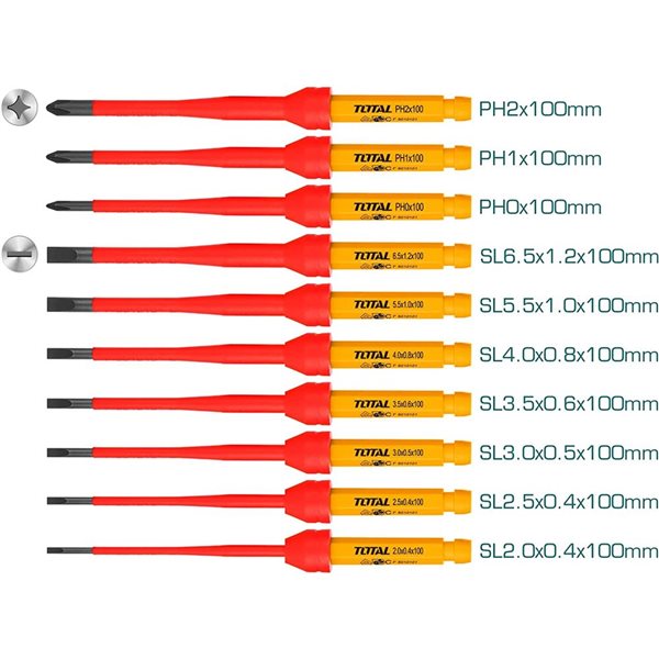 Total Tools 12-Pcs Insulated T10 Phillips Multi-Bit Interchangeable Screwdriver Set