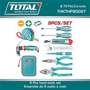 Ensemble de 9 outils pour la maison Total Tools avec sac de rangement de transport