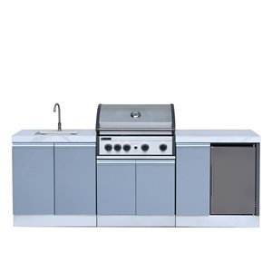 Prokan Bespoke 5-Burner 94-in W Modular Outdoor Kitchen w/ Gray Glass Panels