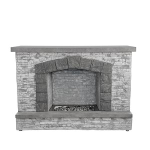 Prokan 50,000 BTU 67-in W Grey Stone European Ledge Outdoor Propane Fireplace