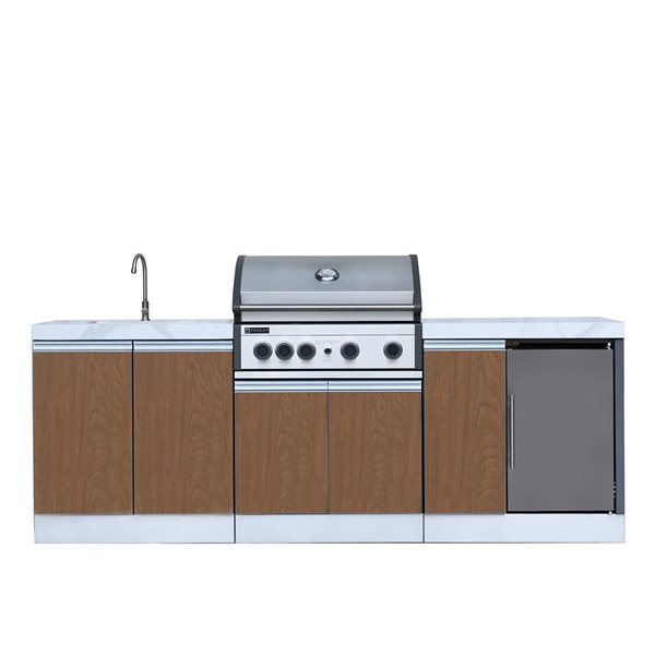 Prokan Bespoke 5-Burner 94-in W Modular Outdoor Kitchen w/ Wood Pattern Panels
