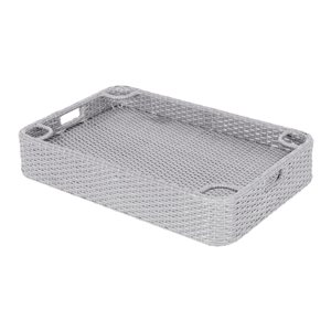 Plateau de piscine flottant en osier Sunjoy 36 x 24 po, gris