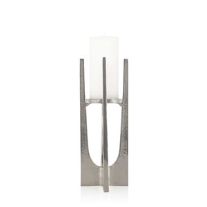 Petit bougeoir en métal argenté Sanders de Gild Design 5 diamètre x 12 po h.