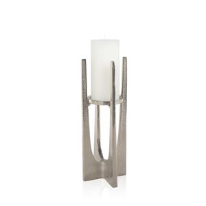 Gild Design House Sanders 5 dia x 12-in H Silver Metal Small Candle Holder