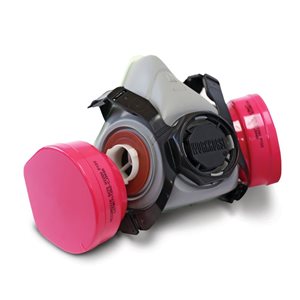 Workhorse P100 Two-Cartridge Half-Face Mask for Asbestos and Lead - Grey/Pink
