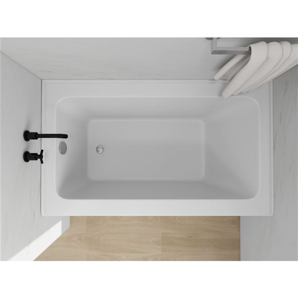 Vanity Art 54 x 32-in Acrylic Alcove Skirt Bath w/ Left Overflow and Drain - White/Polished Chrome