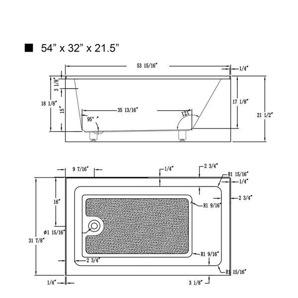 Vanity Art 54 x 32-in Acrylic Alcove Skirt Bath w/ Left Overflow and Drain - White/Polished Chrome