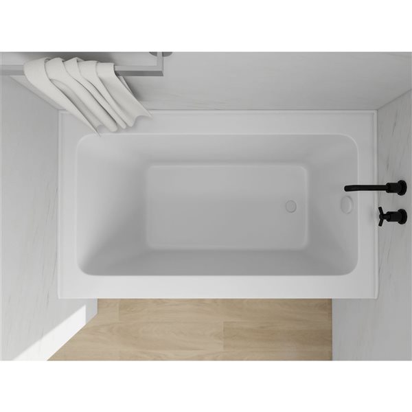 Vanity Art 54 x 32-in Acrylic Alcove Skirt Bath w/ Right Overflow and Drain - Pure White