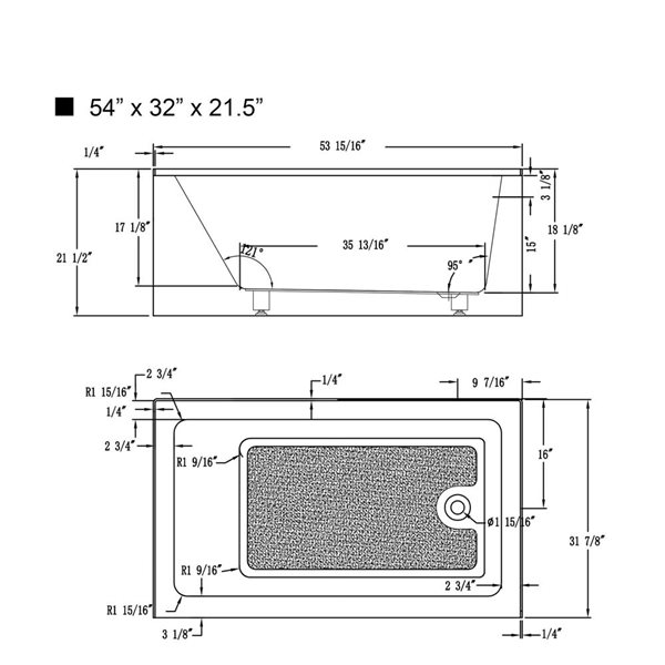 Vanity Art 54 x 32-in Acrylic Alcove Skirt Bath w/ Right Overflow and Drain - Pure White
