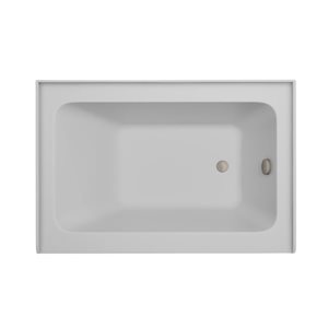 Vanity Art 48 x 32-in Acrylic Alcove Skirt Bath w/ Right Overflow and Drain - White/Brushed Nickel
