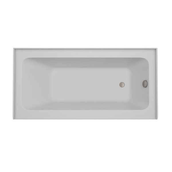 60 X 30-In Acrylic Alcove Skirt Bath W/ Right Overflow And Drain - White/brushed Nickel