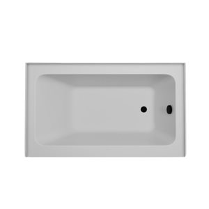 Vanity Art 54 x 32-in Acrylic Alcove Skirt Bath w/ Right Overflow and Drain - White/Matte Black