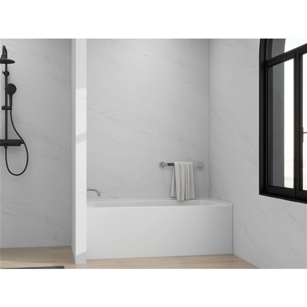 Vanity Art 60 x 32-in Acrylic Alcove Skirt Bath w/ Left Overflow and Drain - Pure White
