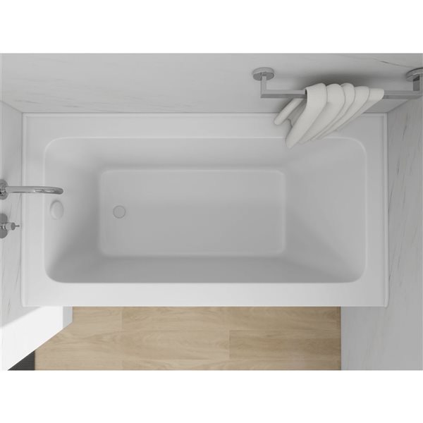 Vanity Art 60 x 32-in Acrylic Alcove Skirt Bath w/ Left Overflow and Drain - Pure White