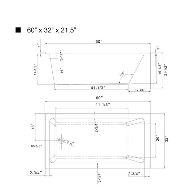 Vanity Art 60 x 32-in Acrylic Alcove Skirt Bath w/ Left Overflow and Drain - Pure White