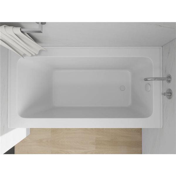 Vanity Art 60 x 32-in Acrylic Alcove Skirt Bath w/ Right Overflow and Drain - Pure White