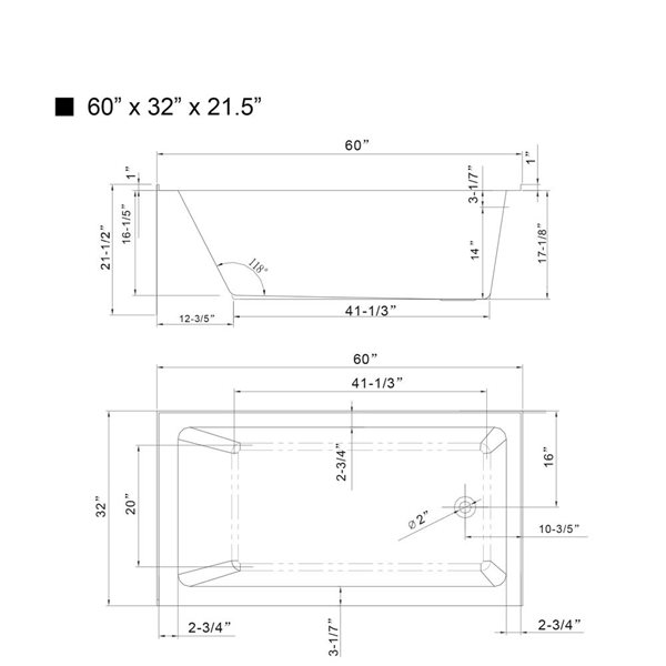 Vanity Art 60 x 32-in Acrylic Alcove Skirt Bath w/ Right Overflow and Drain - Pure White