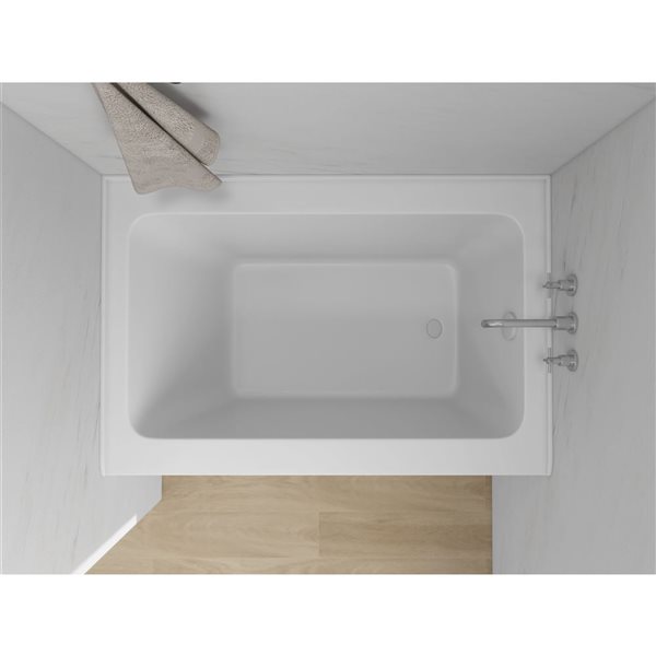 Vanity Art 48 x 32-in Acrylic Alcove Skirt Bath w/ Right Overflow and Drain - Pure White
