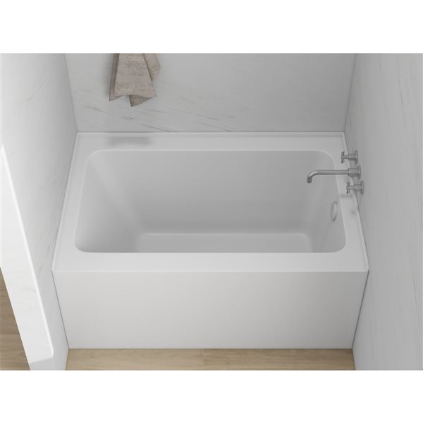 Vanity Art 48 x 32-in Acrylic Alcove Skirt Bath w/ Right Overflow and Drain - Pure White