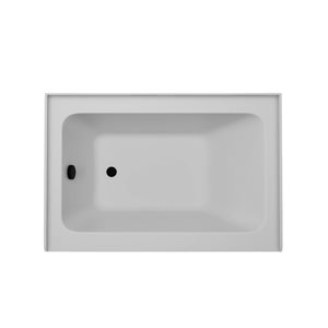 Vanity Art 48 x 32-in Acrylic Alcove Skirt Bath w/ Left Overflow and Drain - White/Matte Black