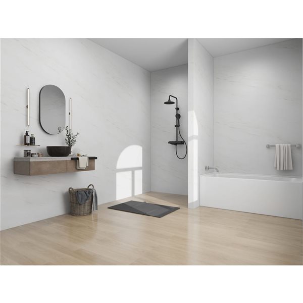 Vanity Art 60 x 30-in Acrylic Alcove Skirt Bath w/ Left Overflow and Drain - White/Titanium Gold