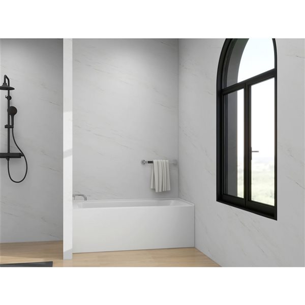 Vanity Art 60 x 30-in Acrylic Alcove Skirt Bath w/ Left Overflow and Drain - White/Titanium Gold