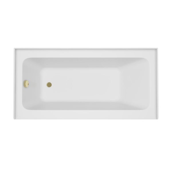 Vanity Art 60 x 30-in Acrylic Alcove Skirt Bath w/ Left Overflow and Drain - White/Titanium Gold