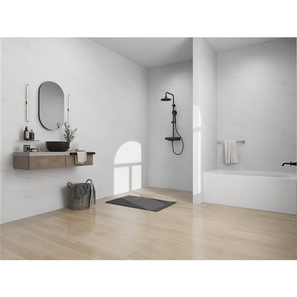 Vanity Art 54 x 32-in Acrylic Alcove Skirt Bath w/ Right Overflow and Drain - White/Titanium Gold