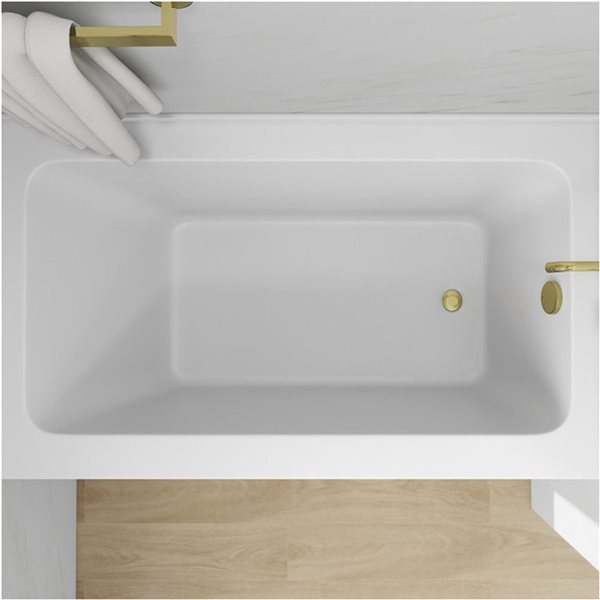 Vanity Art 54 x 32-in Acrylic Alcove Skirt Bath w/ Right Overflow and Drain - White/Titanium Gold