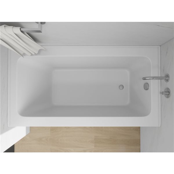Vanity Art 60 x 32-in Acrylic Alcove Skirt Bath w/ Right Overflow and Drain - White/Polished Chrome