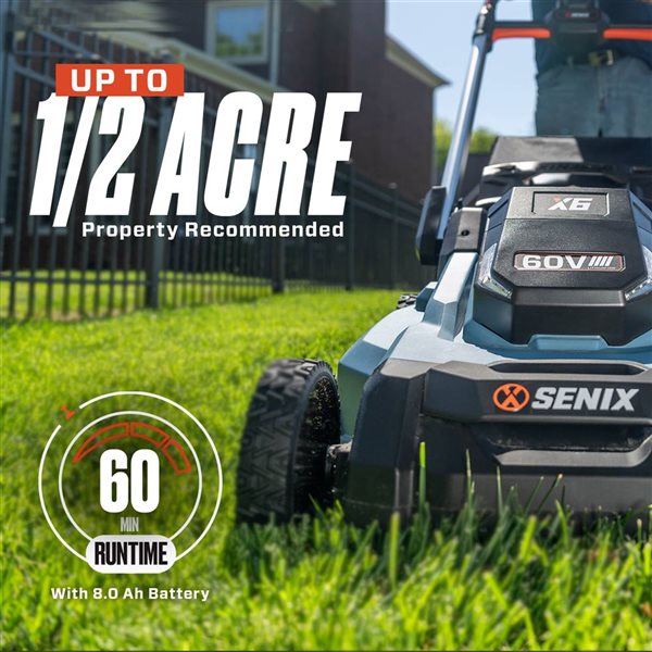 SENIX X6 60 V Brushless Lithium Ion Battery 21-in W Self-Propelled Cordless Electric Push Lawn Mower