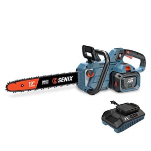SENIX X6 60 V Lithium Ion 18-in Bar Cordless Brushless Electric Chainsaw w/ Charger and Battery