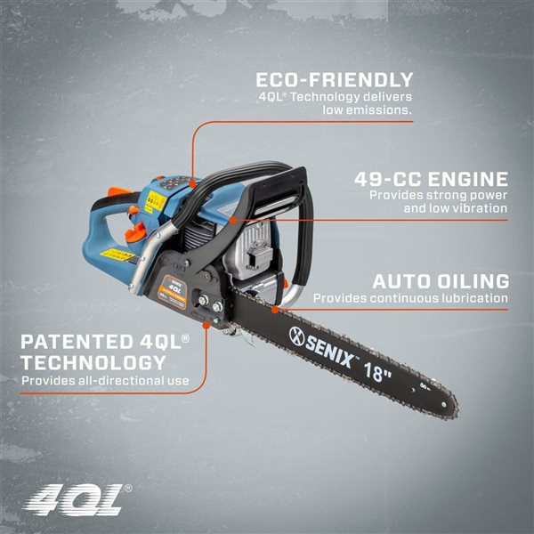 SENIX 4QL 18-in Bar and Chain 49 cc 4-Cycle Gas Powered Chainsaw
