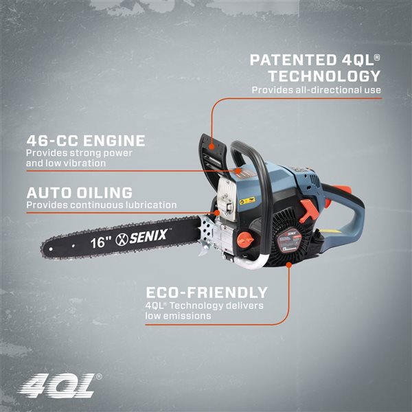 SENIX 4QL 16-in Bar and Chain 46 cc 4-Cycle Gas Powered Chainsaw