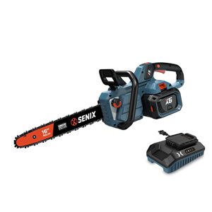 Tronçonneuse électrique sans fil avec moteur sans balais SENIX X6 chargeur avec batterie lithium ion 60 V et barre 16 po