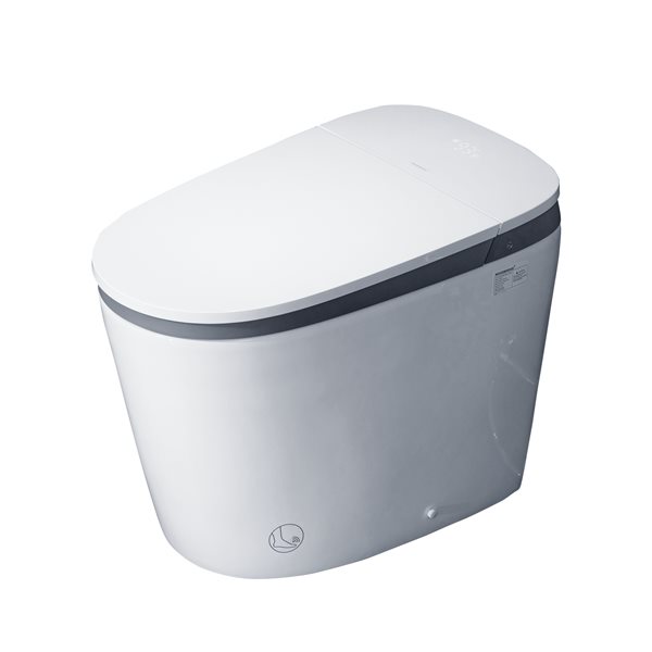 Woodbridge White Dual-Flush Elongated 1-Piece 12-in Rough-In Size Compact Smart Bidet Toilet
