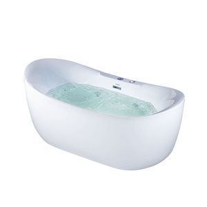 Woodbridge 72 L x 35 3/8-in W White Whirlpool Freestanding Soaking Bathtub w/ LED Control Panel