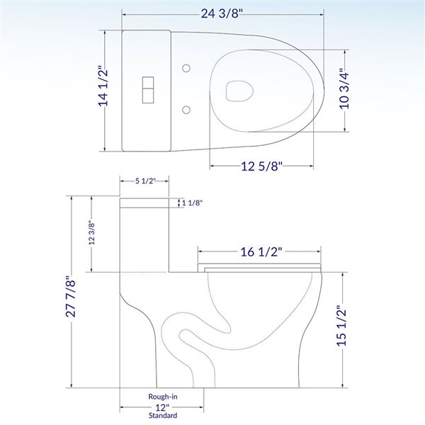 Woodbridge Dual-Flush One Piece White Toilet with Soft Closing Seat, Matte Black Button