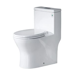 Woodbridge White Dual-Flush Round 1-Piece 12-in Rough-In Size 1.28 GPF Compact Toilet