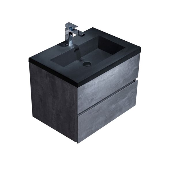 Woodbridge 23 5/8 W x 19 5/8-in D Matte Black and Grey Single Sink Wall Mounted Floating Bathroom Vanity