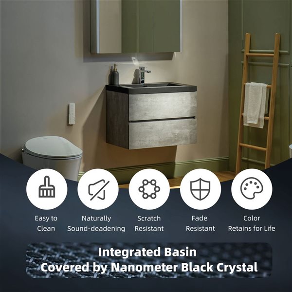 Woodbridge 23 5/8 W x 19 5/8-in D Matte Black and Grey Single Sink Wall Mounted Floating Bathroom Vanity