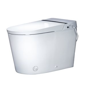 Woodbridge White Dual-Flush Elongated 1-Piece 12-in Rough-In Size Tankless Smart Toilet