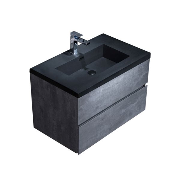 Woodbridge 29 1/2 W x 19 5/8-in D Matte Black and Grey Single Sink Wall Mounted Floating Bathroom Vanity