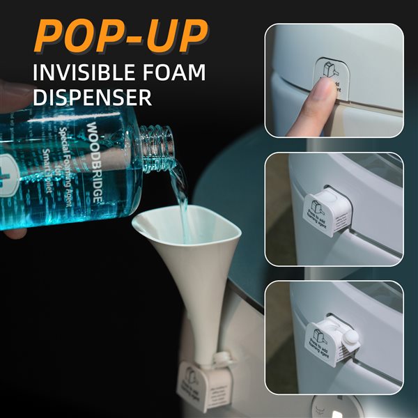 Woodbridge White Dual-Flush Elongated 1-Piece 12-in Rough-In Size Smart Bidet Toilet w/ Foot Sensor